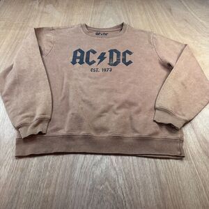 AC/DC Sweatshirt Large Brown Graphic Band Crewneck Pullover Rock